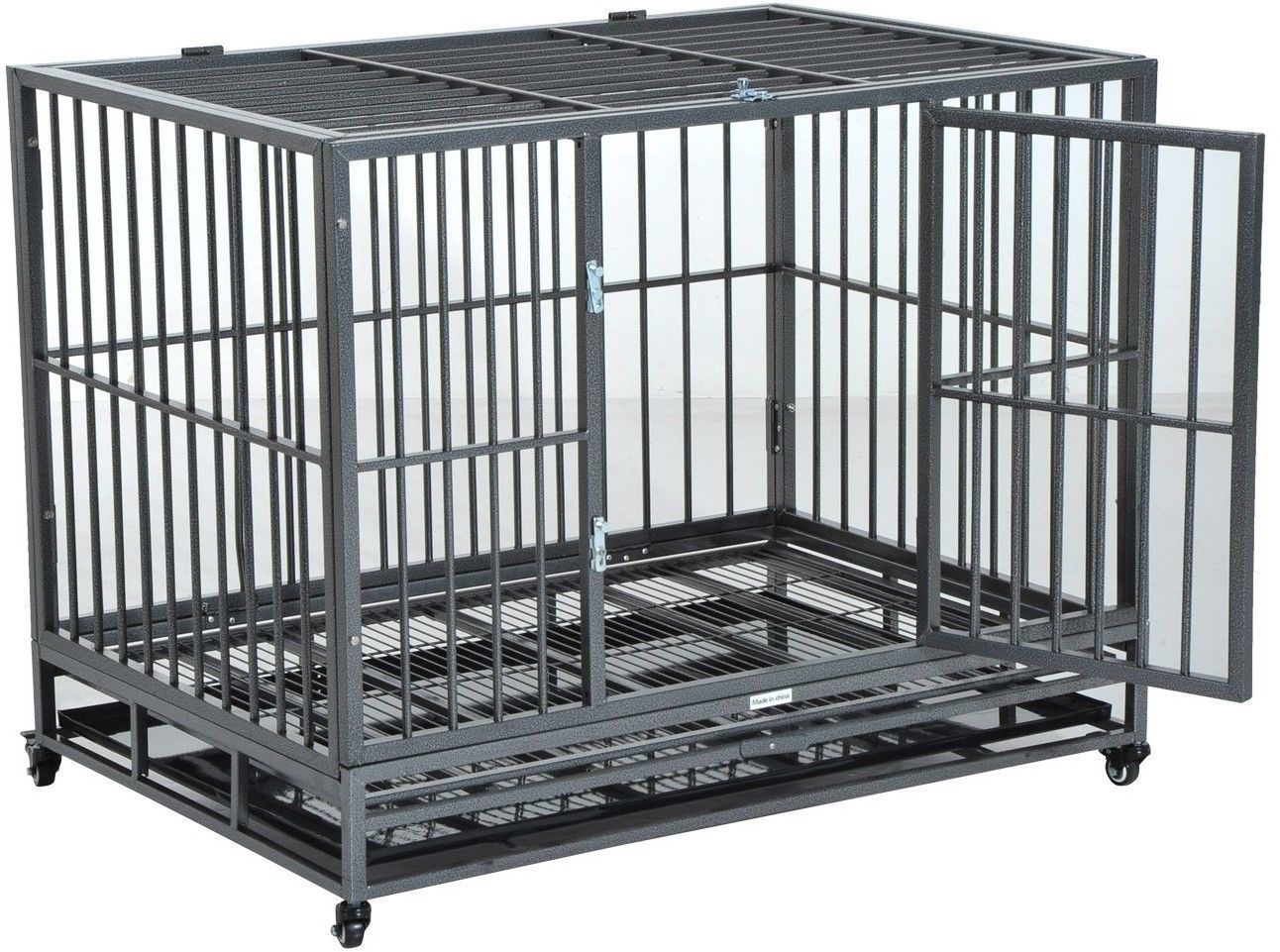 Rolling Dog Crate Heavy Duty Portable Pet Kennel Large Travel Cage With