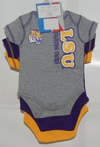 Outer Stuff Ltd Collegiate Licensed LSU 3 Pack 0 3 Month Baby Bodysuit image 2