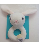 Dan Dee White Bunny Rabbit Plush Baby Lovey Rattle 6&quot; x 3.5&quot; New with Tags - $8.86