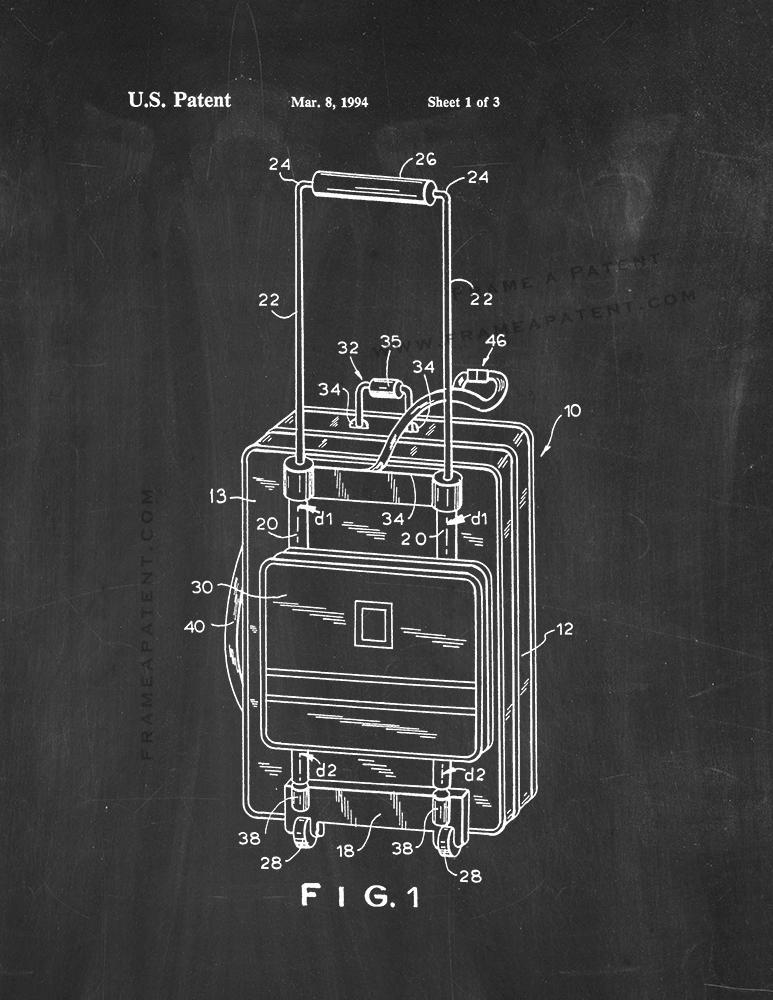 Suitcase Patent Print - Chalkboard