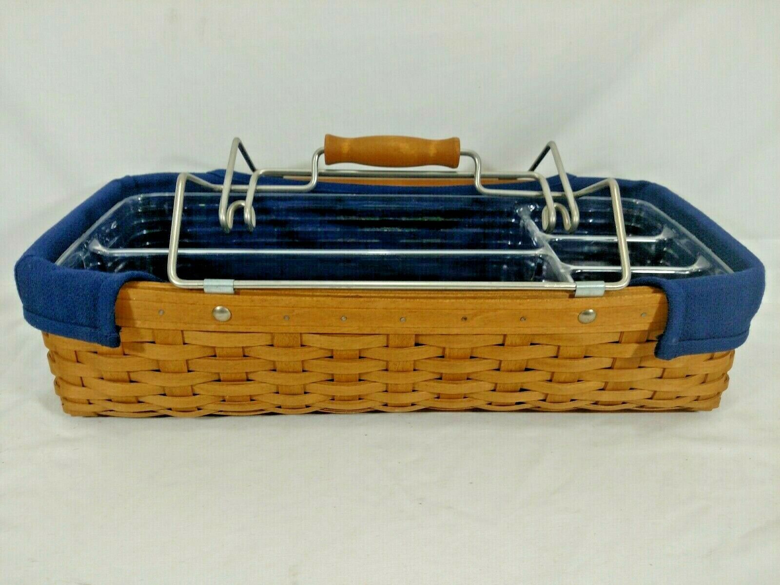 2004 LONGABERGER HOUSEHOLD CADDY TOTE GARDEN TOOL BASKET COMBO NAVY