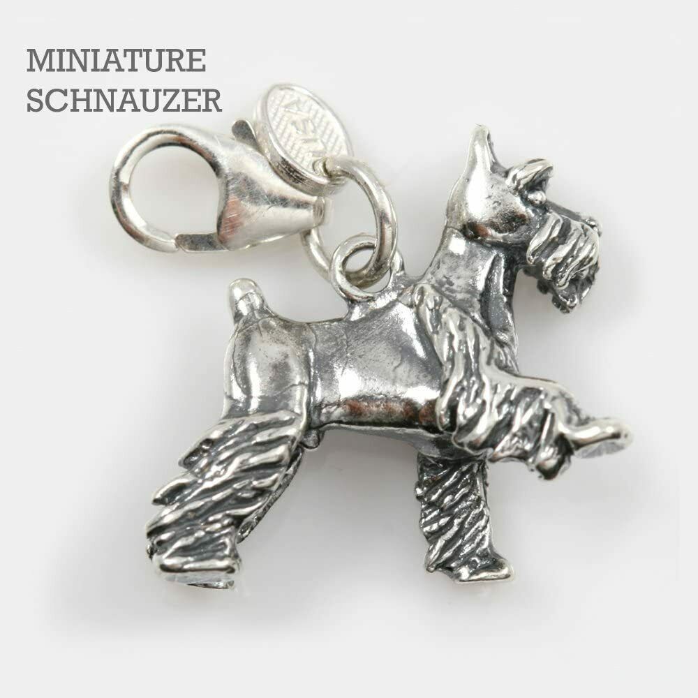 Sterling Silver 3D Schnauzer Dog Charm or Pendant