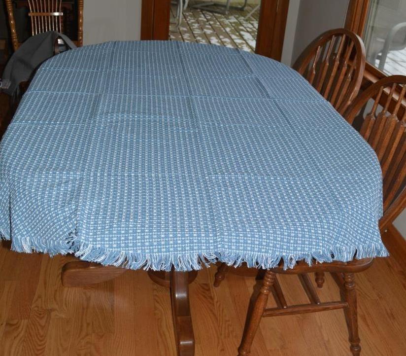 Wedgewood Blue Table Cloth tablecloth Round 70 woven primitive NIP