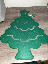 2 Christmas House Green  Christmas Tree decoration, placemat Felt w/ Glitter - $15.89