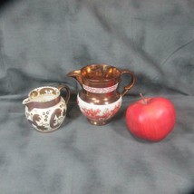 Pair Copper Luster, Wedgwood Etruria Creamer &amp; Allegorical Antique Pitcher - $18.69