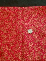 7/8 yds Cranston Print Works Dark Red with Gold Holly Christmas Craft Fabric - $5.00