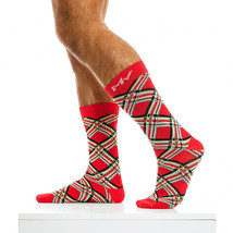 9 to 12in Modus Vivendi Sock CHECK Ribbed Cuffs Socks Cotton Red XS2014 MS1 - $21.95