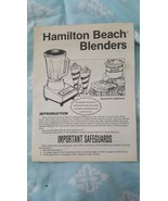 Instructions For Hamilton Beach Blenders - $5.93