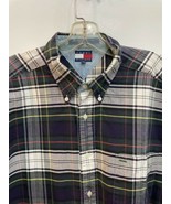 Tommy Hilfiger Mens XL Dress Shirt Plaid Golf Long Sleeve Logo Blue - $24.74