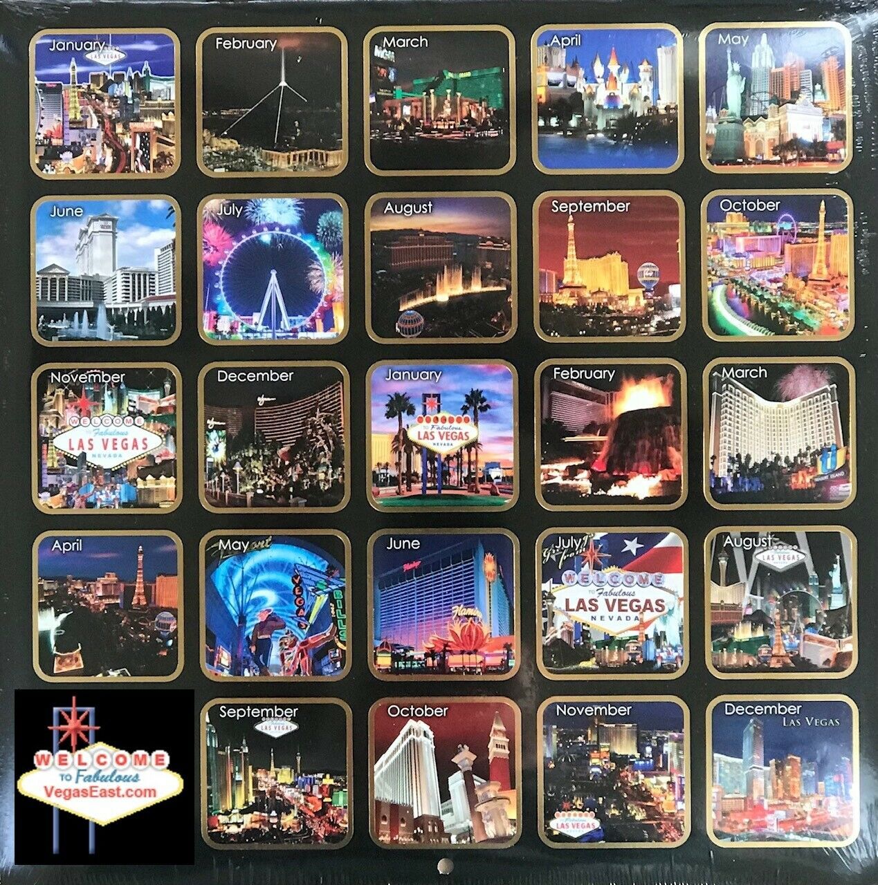 2022 2023 2 Year 24 Month Las Vegas Wall Calendar Wynn Paris Aria MGM