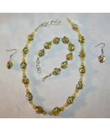 Beaded Mosaic Necklace Bracelet Earrings Set - $24.74