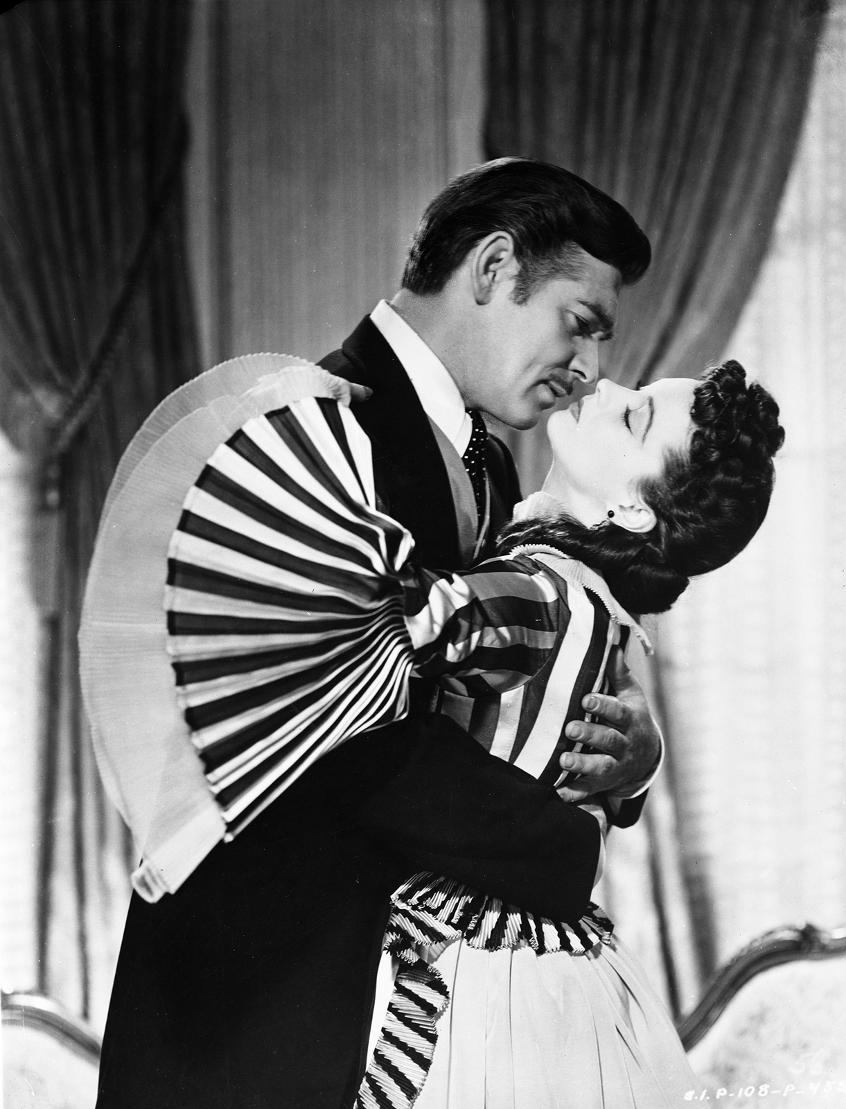 Iconic Kissing Scene from "Gone with the Wind", an Archival Print Art