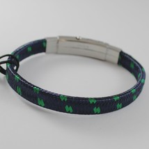 STAINLESS STEEL BRACELET BLUE AND GREEN WOVEN FABRIC, 4US BY CESARE PACIOTTI image 2