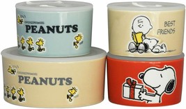 PEANUTS Snoopy Colorful 4 Canister Set Storage Container with Gift Box Japan New - $79.48