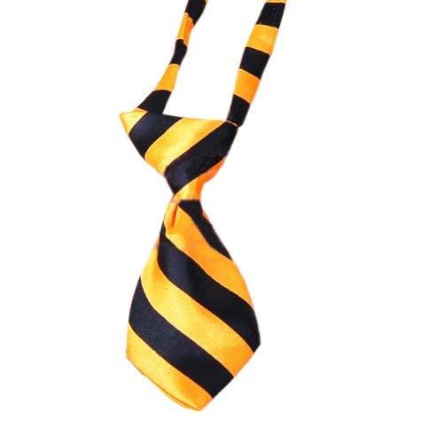 PANDA SUPERSTORE Black & Yellow Twill Formal Dog Tie Pet Collar for Dog & Cat(Ad
