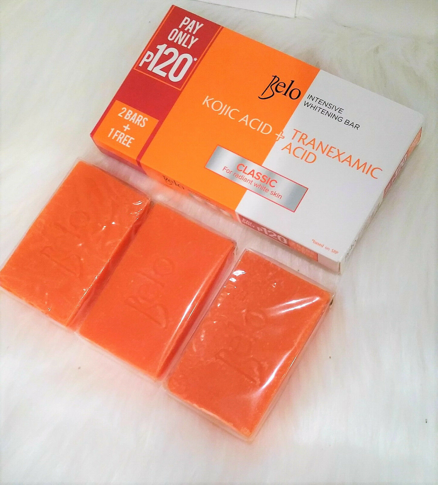 Original 3 Bar BELO KOJIC ACID WHITENING SOAP CLASSIC 65g x 3 Sealed ...