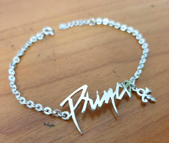 Bracelet - Iconic Name - with Dangling Symbol - Sterling Silver - Handmade
