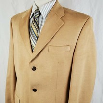 Chaps Ralph Lauren Faux Suede Sport Coat Jacket 42L Three Button Tan Microfiber - $31.99