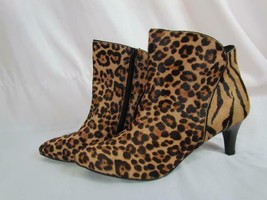 NIB Alfani Leopard Print Ankle Boot Kitten Heel Side Zipper Pointed Toe  8.5 M - $64.59