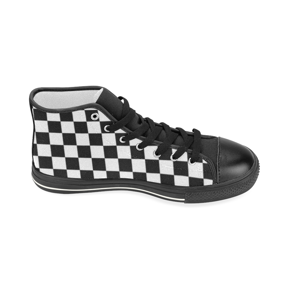 white and black checkered shoes