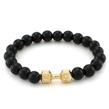 Fashionable polished beads dumbell shape bracelet golden thumb200