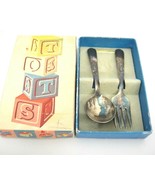 Vintage Holmes &amp; Edwards Baby Spoon and Fork Gift Set with Original Box ... - $15.04