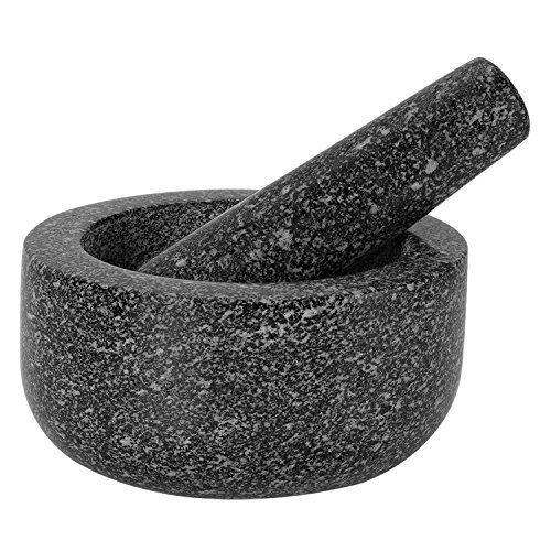 AntTech Sturdy Granite Mortar and Pestle Set Polished Grinder Bowl Herb