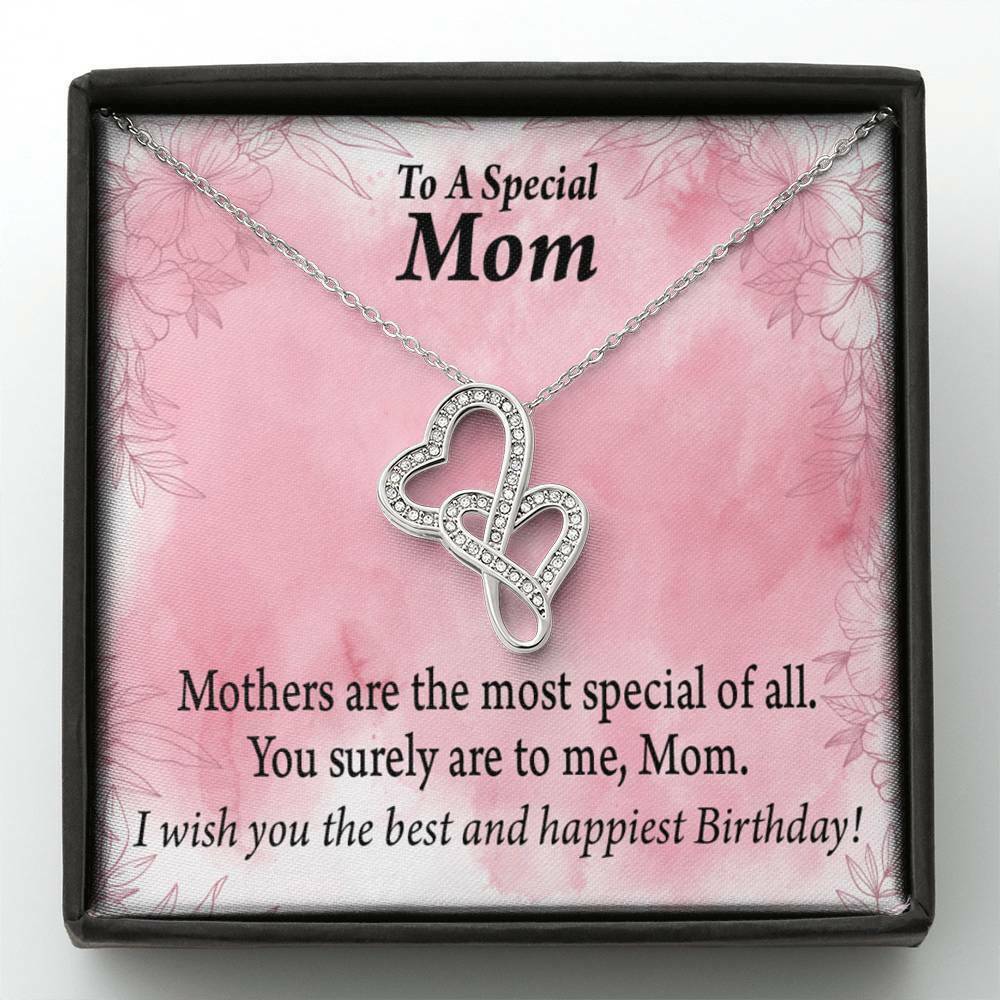 Mom Special Birthday Double Heart Necklace Message Card From Son