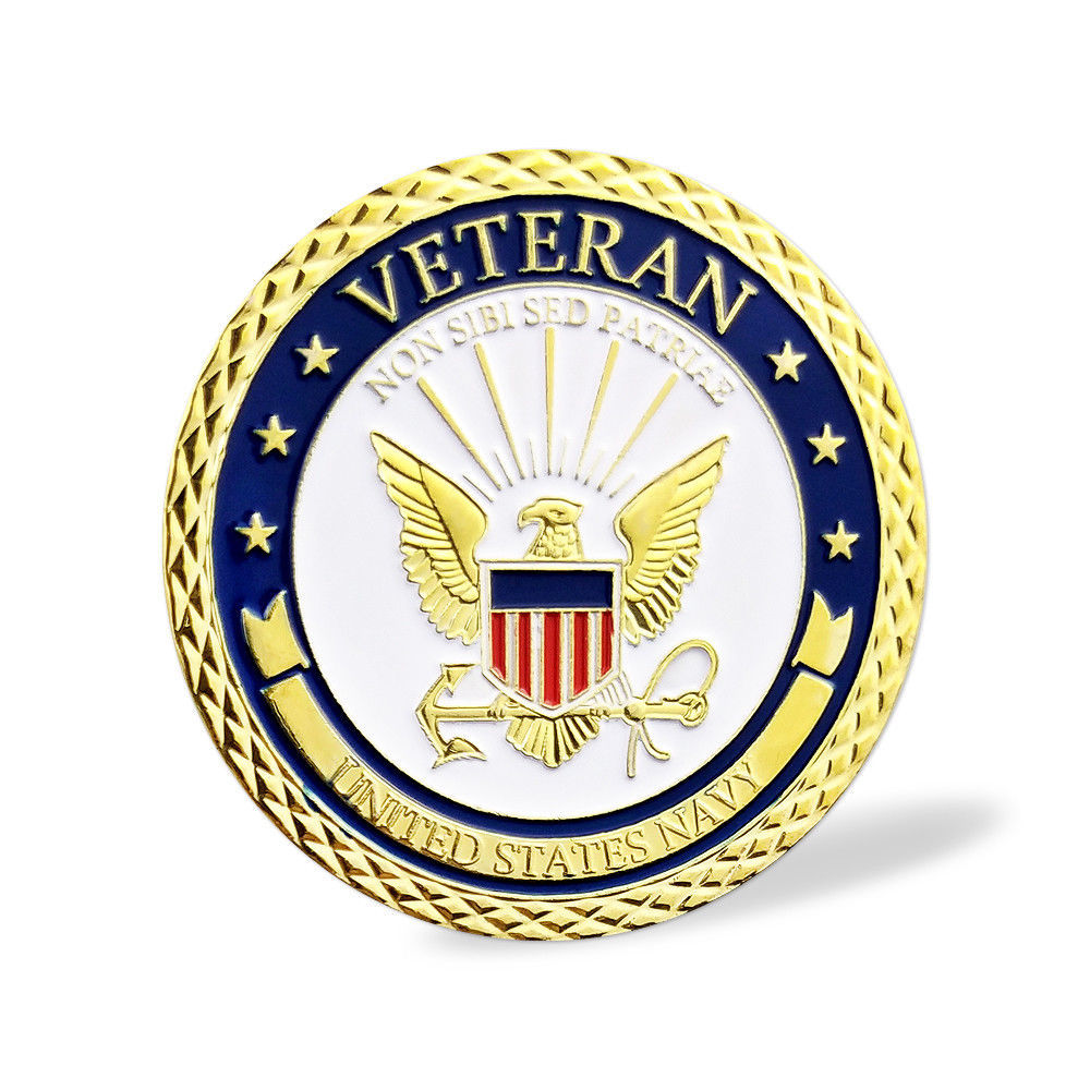 US Navy Veterans Challenge Coin Honor Courage Commitment Gold Coin ...