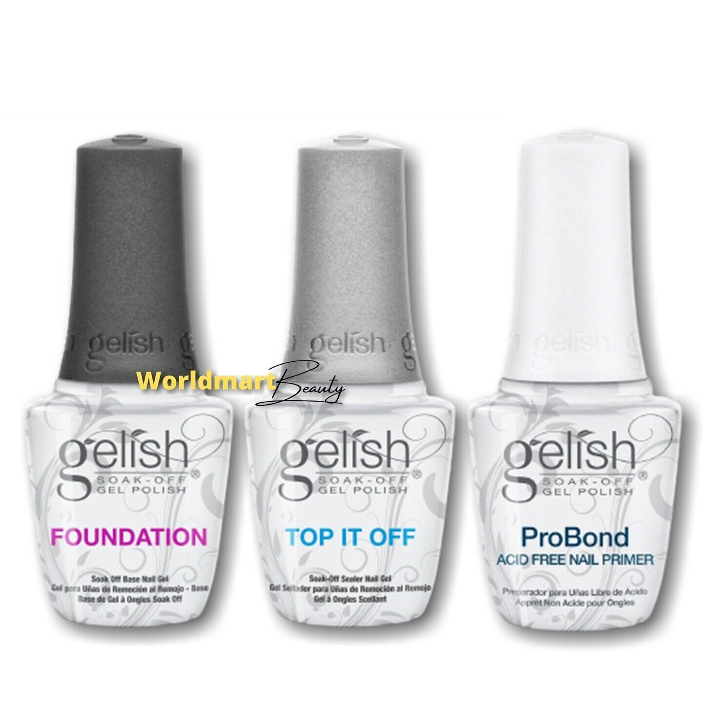 Gelish Gel Polish UV/LED 0.5fl.oz Gelish Base Coat & Top Coat & Pro
