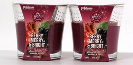 2 Ct Glade 3.4 Oz Limited Edition Berry Merry & Bright Single Wick Glass Candle