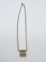 Attractive gold colors 18"" necklace by Avon square cut Cz 1.3cm x 1.3cm-
sho... - $31.43