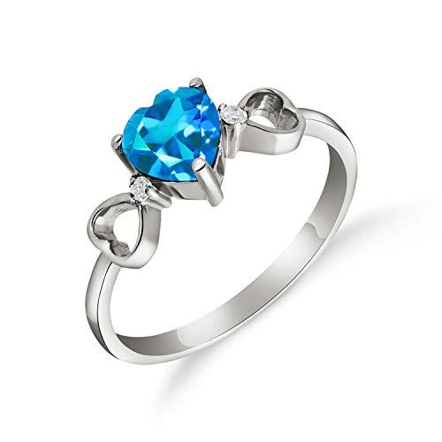 Galaxy Gold GG 14k White Gold Heart-shaped Blue Topaz Ring - Size 11