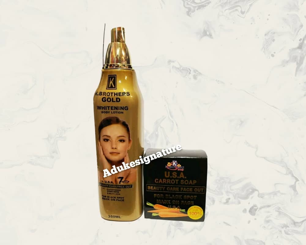 K brother gold whitening body lotion & soap