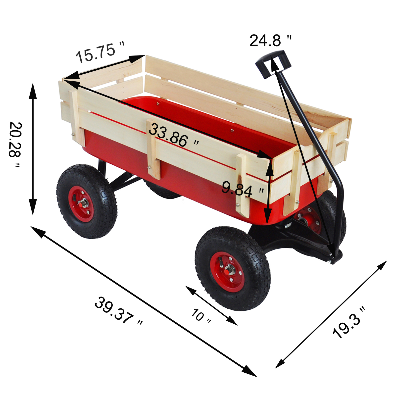 Item image 9. Outdoor Wagon All Terrain Pulling w/Wood Railing Air Tires Ch...
