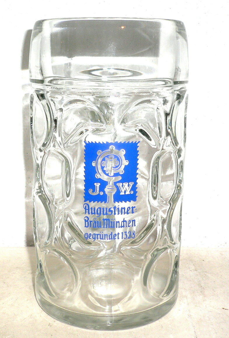 Augustiner Brau Munich 1L Masskrug German Beer Glass & Coaster NEW