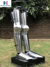 NauticalMart Medieval Knight Full Leg Armor Greaves  Halloween Costume Silver 
