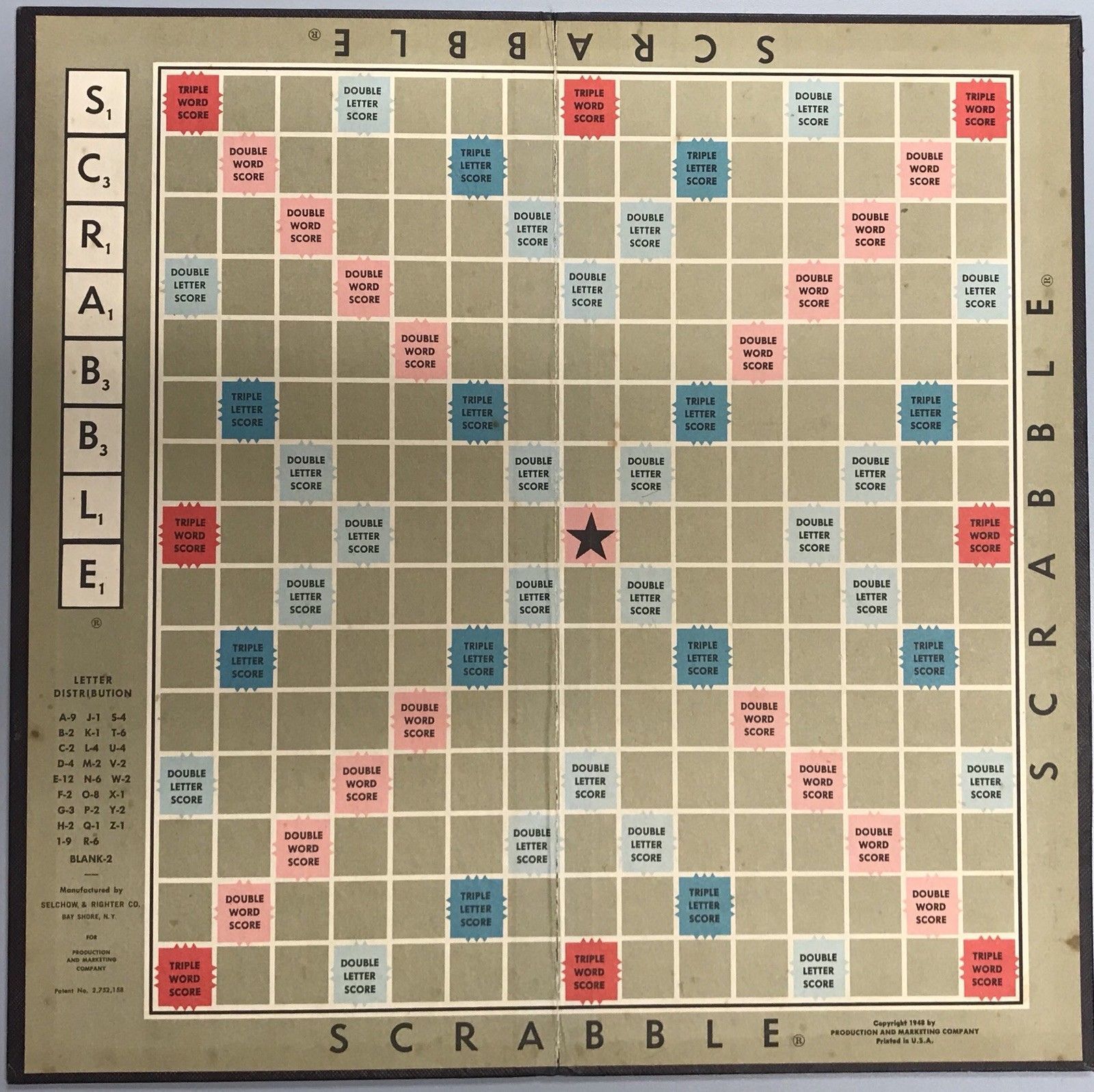 Vintage Selchow Righter Scrabble Game 1953 - Contemporary Manufacture