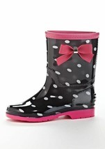 Henry Ferrera K-Poco Girls Black/Pink Polka Dot Slip On Rain Boots - $34.00