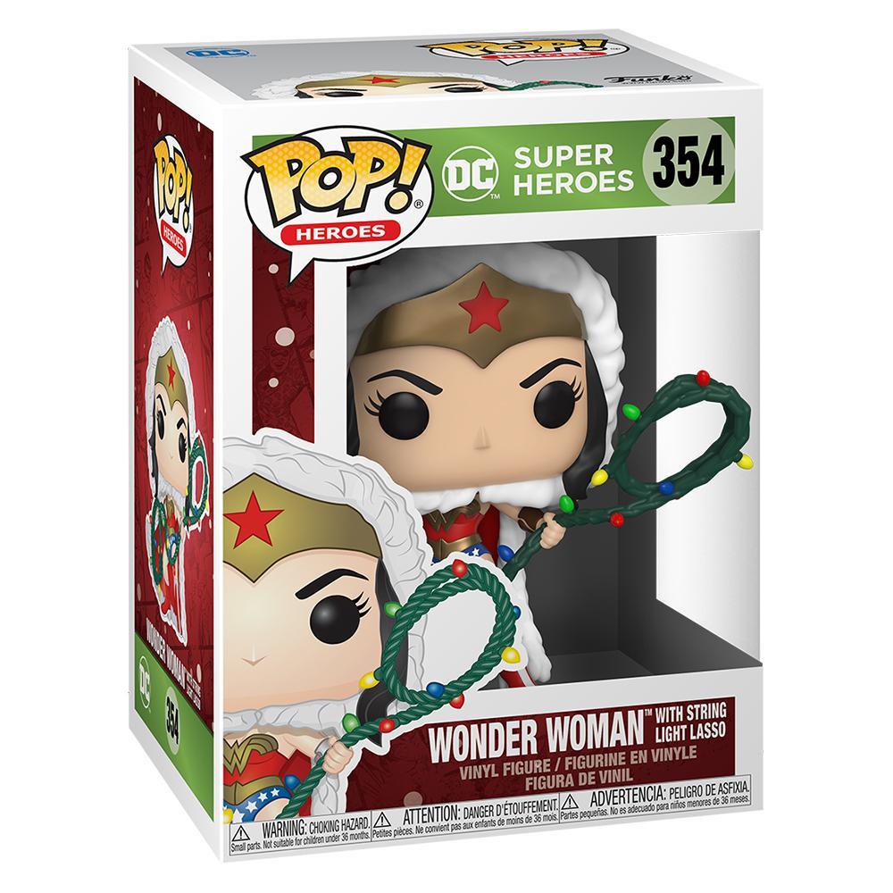 Dc holiday wonder woman with lights lasso pop vinyl figure in box