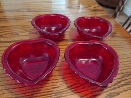 Four Matching Vintage Red Heart Candy Dish 5.25&quot; - $33.20