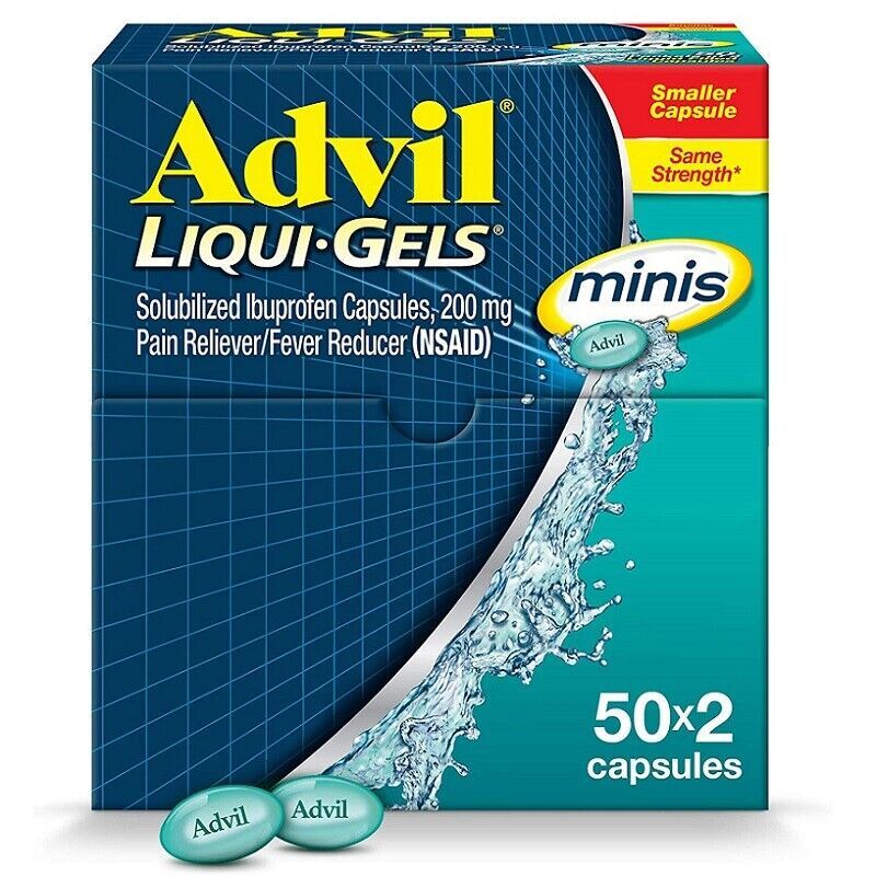 Advil Liqui-Gels Minis Pain Reliever and Fever Reducer, 50x2 Free Shipping 03/23