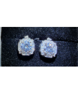 HALO SQUARE - Moissanite Diamond Sterling Silver 925 Drop Earrings (2Ct ... - $48.99