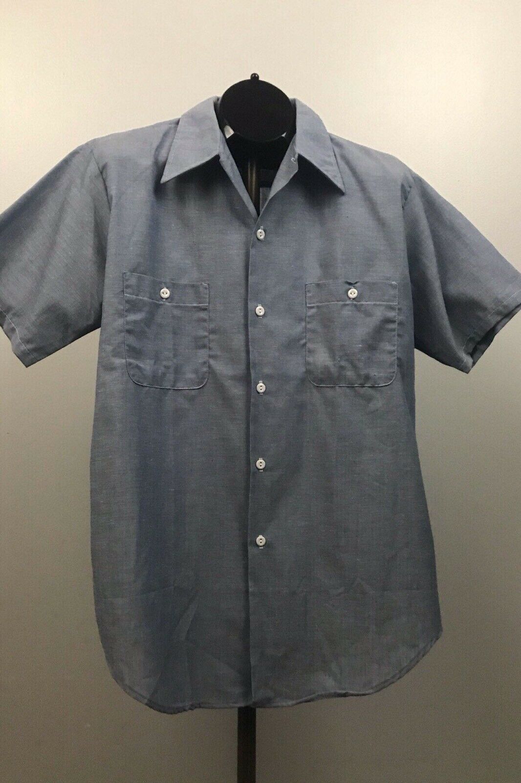 1970s Big Mac Work Shirt / 70s NOS Blue Chambray Denim Button Up Shirt ...