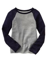 NWT $35 GAP Kids Girls Baseball Colorblock Sweater Navy Gray S 6 7 - $8.44