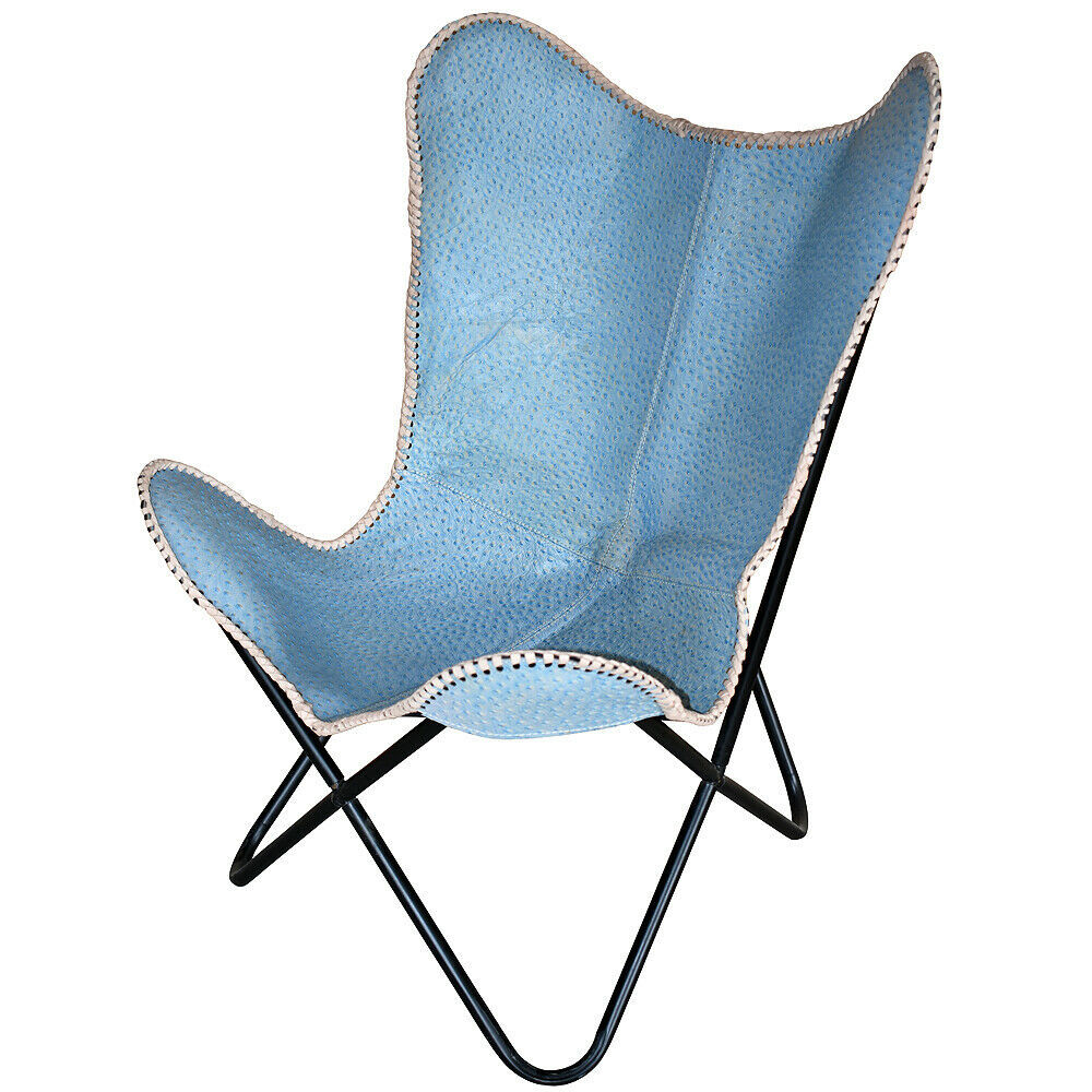 U-B188 GENUINE LEATHER BUTTERFLY CHAIR FOLDING LOUNGE MODERN SLING ACCENT SEAT - Chairs