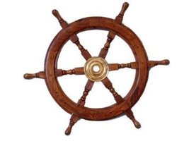NAUTICALMART 30" Brass and Wood Ship Wheel - Nautical Wall Hanging  Home Decor
