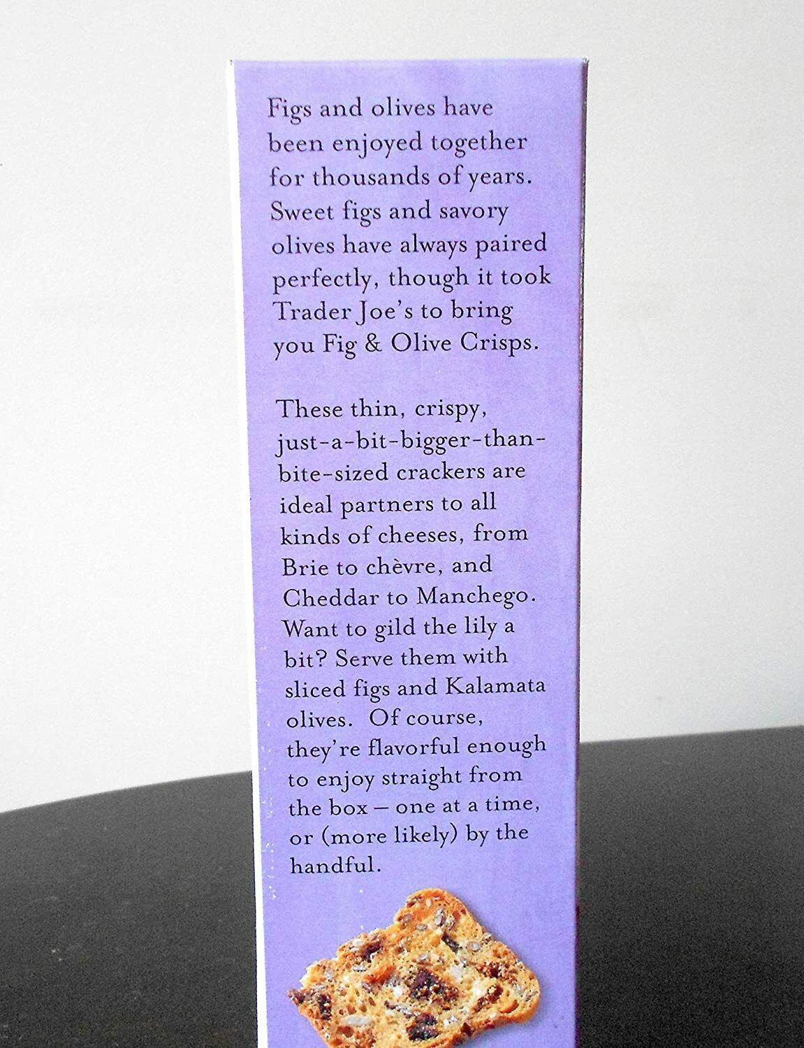 Trader Joe's Fig & Olive Crisps, Net WT. 5.3oz(150g) Crackers