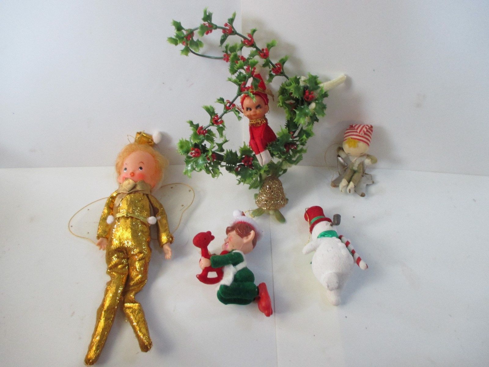 Vintage Rubber Face Shelf Elf Angel Napco Mistletoe Knee Hugger Vintage Rubber Face Shelf Elf Angel Napco Mistletoe Knee Hugger