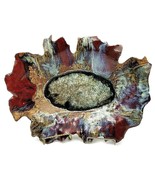 Pigeon River Pottery Abstract Bowl Fusion Glass Art 2010 Signed 17.5 inch - $197.95